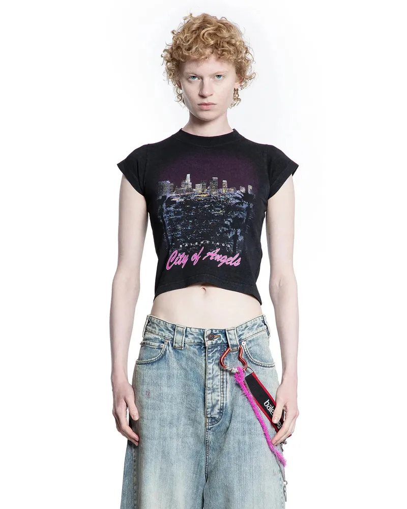 Balenciaga City of Angels Shrunk T-Shirt Black