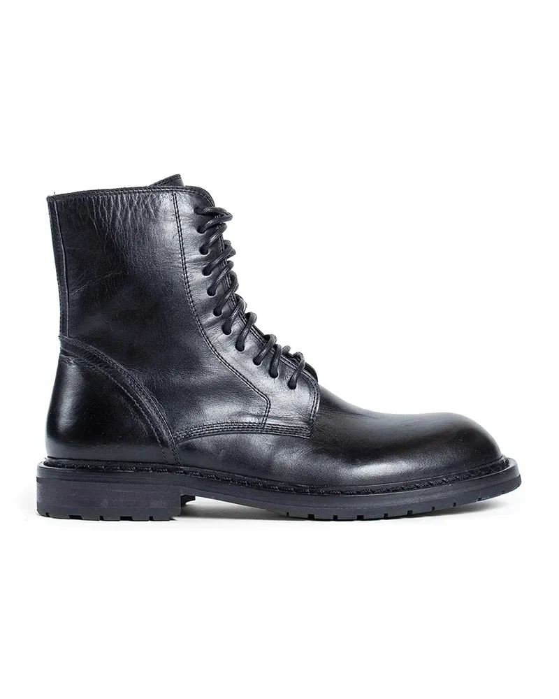 Ann Demeulemeester Danny Ankle Boots in Crosta Leather Black