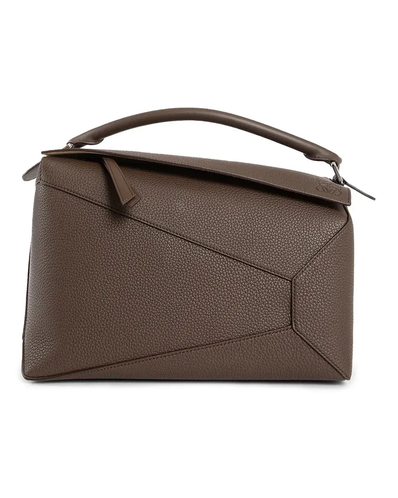 Loewe Grande borsa Puzzle in pelle di vitello a grana Brown