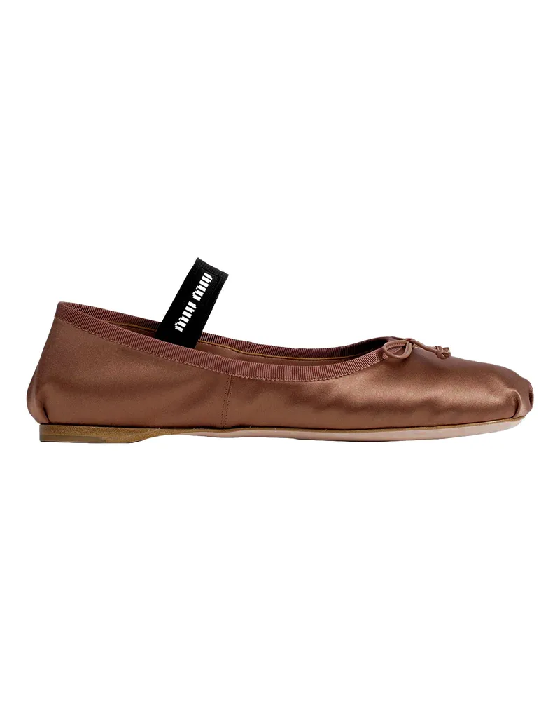 Miu Miu Satin Ballerinas Brown
