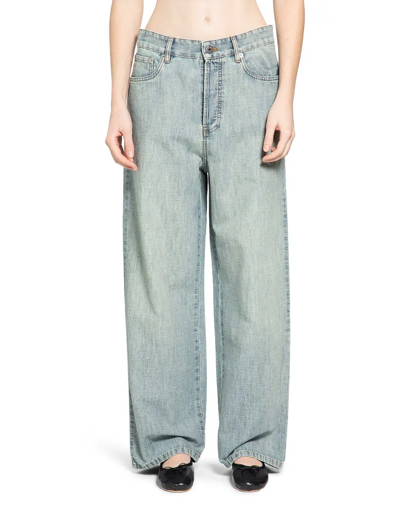 Miu Miu Chambray Wide Leg Pants Blue