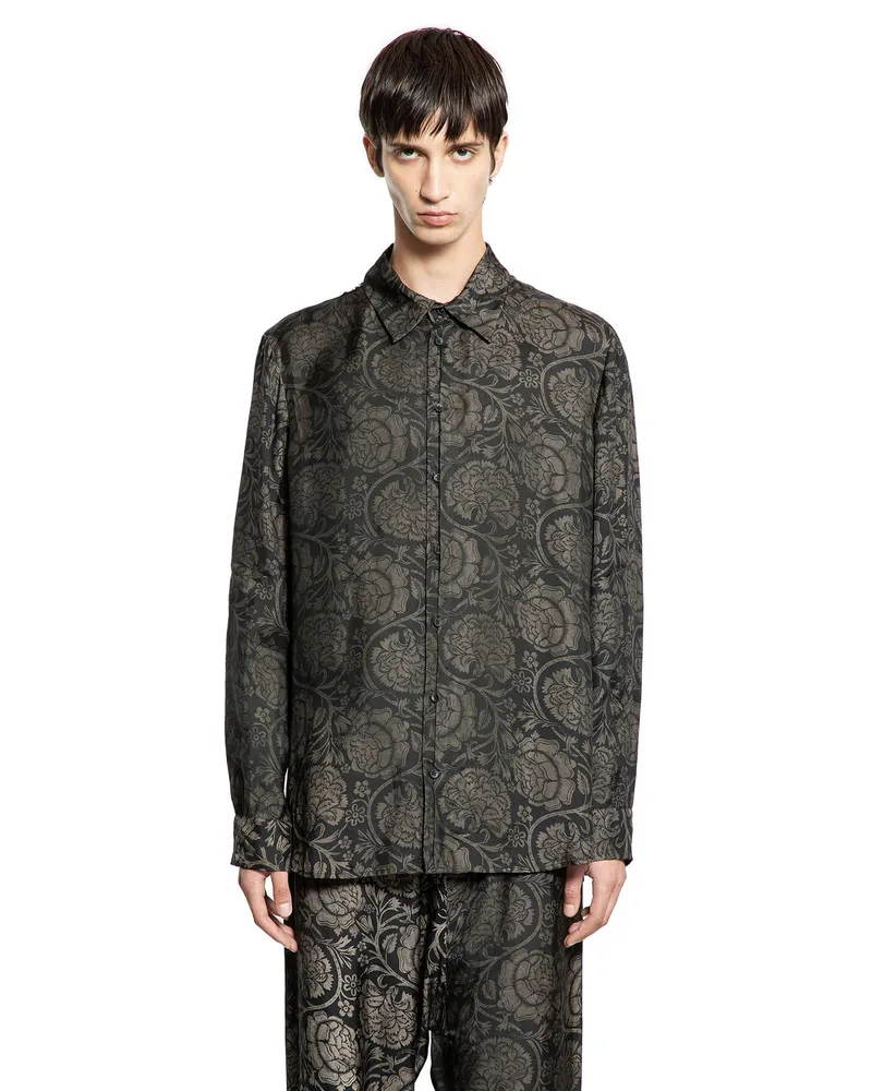 Uma Wang Tab Printed Shirt Black
