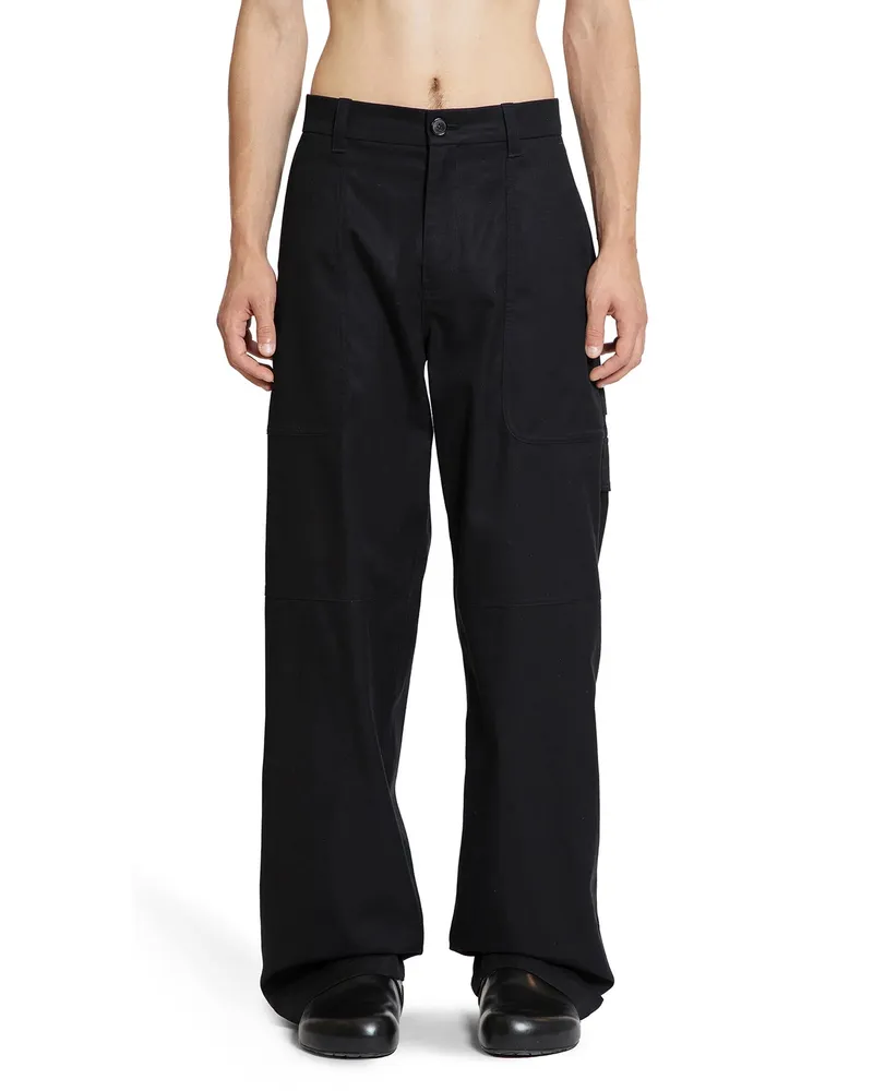 Loewe Cargo Trousers in Wool Silk Black