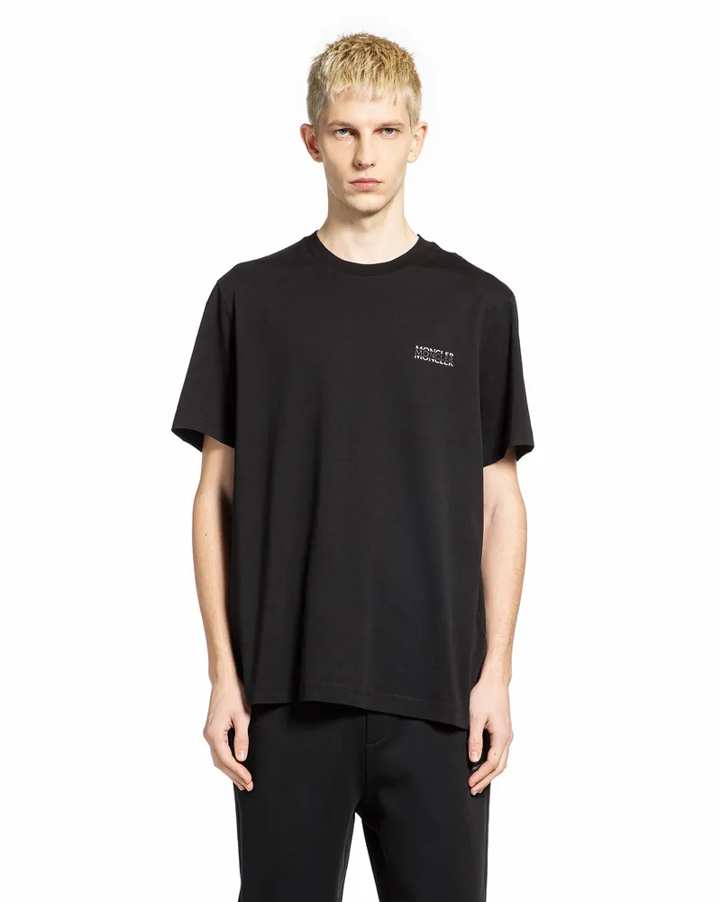 Moncler Logo Cotton Jersey T-Shirt Black