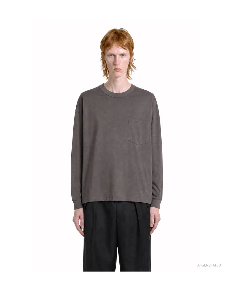 Comme des Garçons Long Sleeve Pocket Cotton T-Shirt Brown