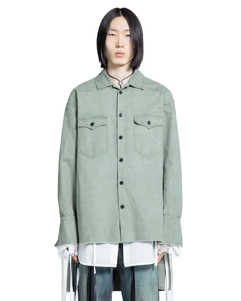 Ann Demeulemeester Antoine High-Comfort Western Shirt Green