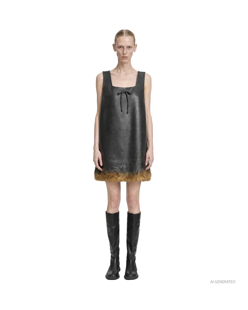 Miu Miu Double Wool an Shearling Dress Grey