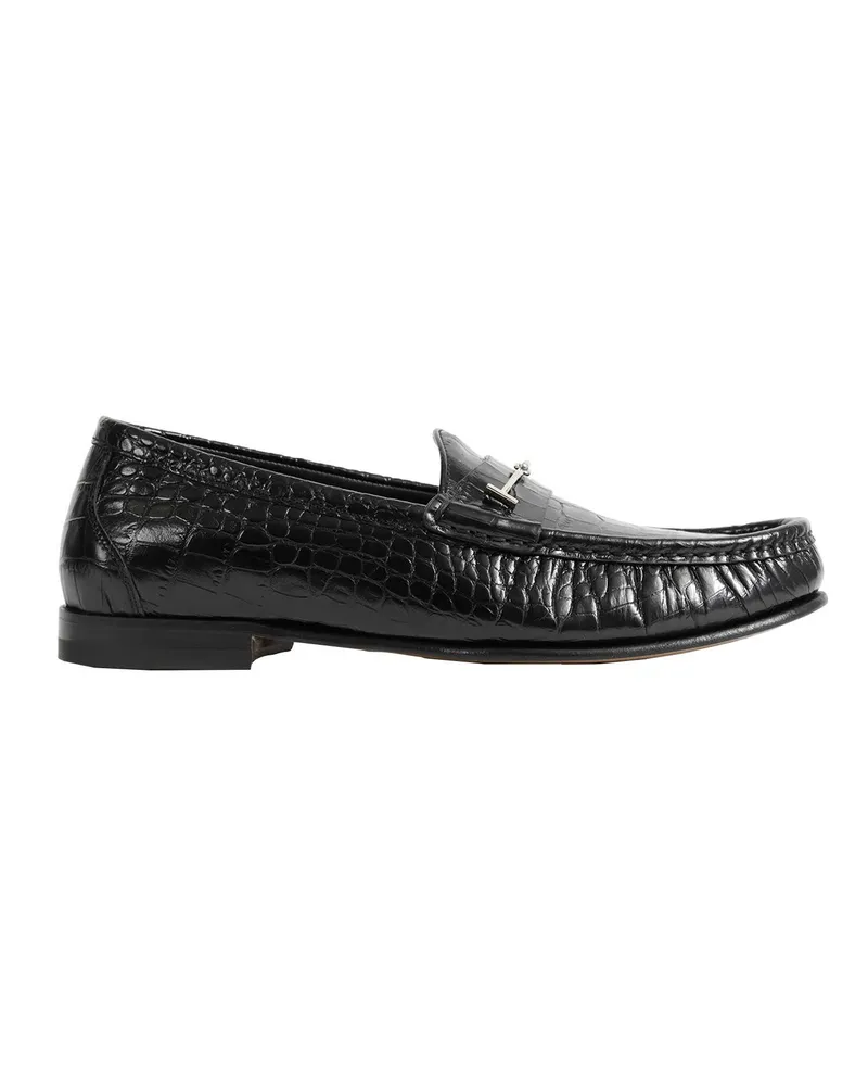 Tom Ford Printed Croc Oscar Loafers Black