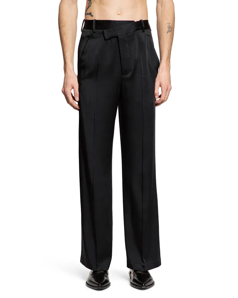 Ann Demeulemeester Cyrus Cady Satin Wide Leg Trousers Black