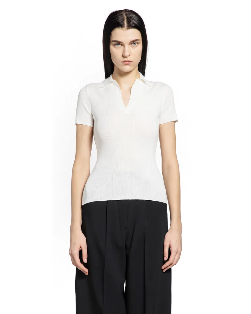 Max Mara Ribbed Knit Wool Sweater White