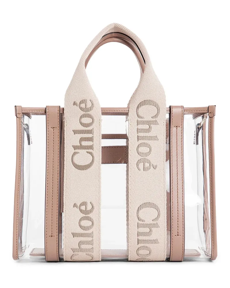 Chloé Woody small tote bag in jelly and leather Beige
