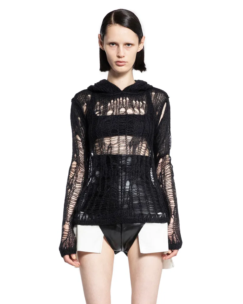 Rick Owens Spider hoodie in Net Knit Black