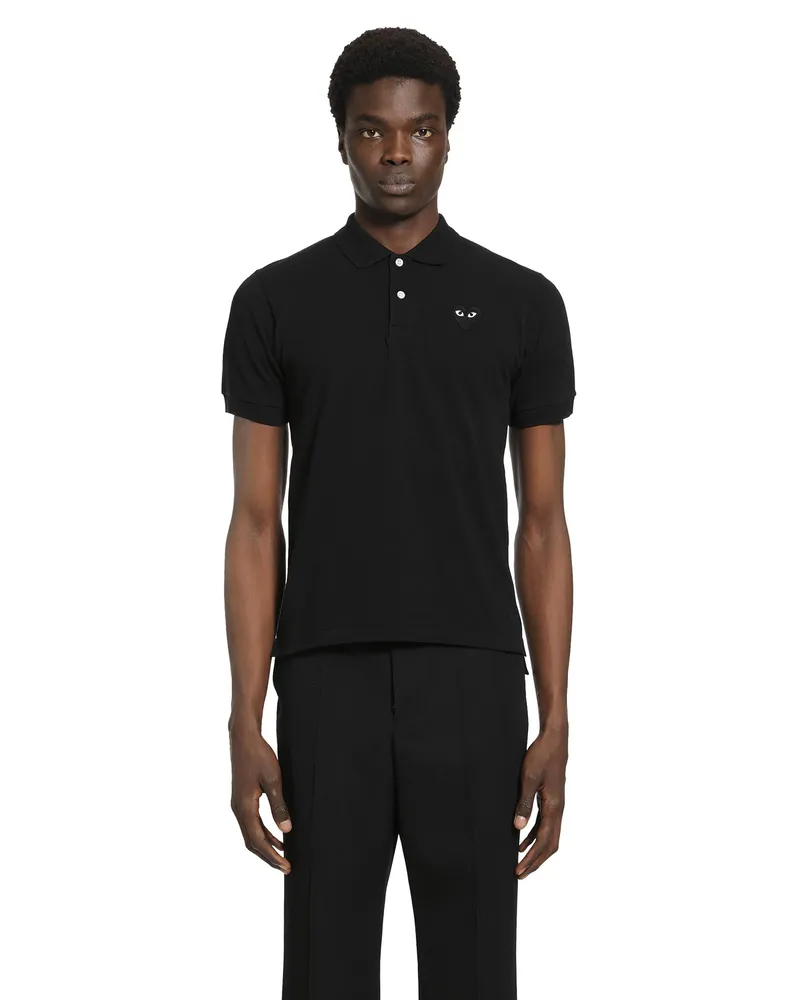 Comme des Garçons Heart Cotton Piqué Polo Shirt Black