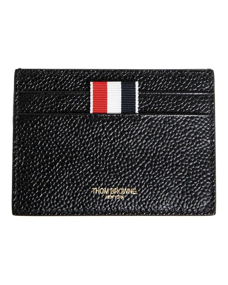 Thom Browne Pebble Grain Leather Grosgrain Tab Card Holder Black