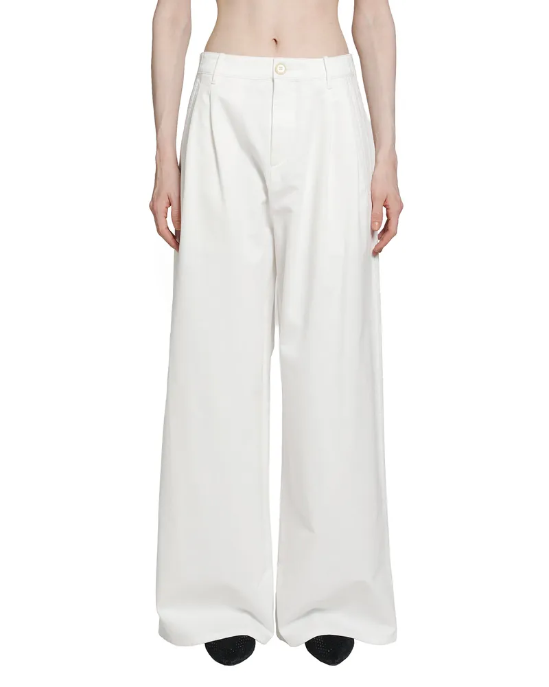 Jil Sander Cotton Drill Trousers White