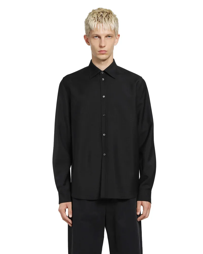 Jil Sander Wool Mohair Canvas Shirt Black