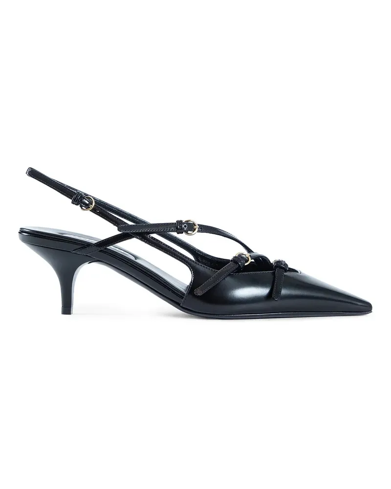 Miu Miu Brushed leather slingbacks with buckles Black