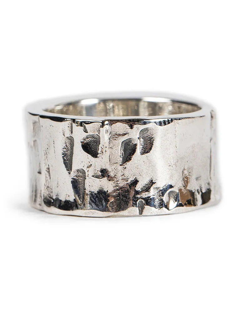 Emanuele Bicocchi Large Hammered Band Ring Silver