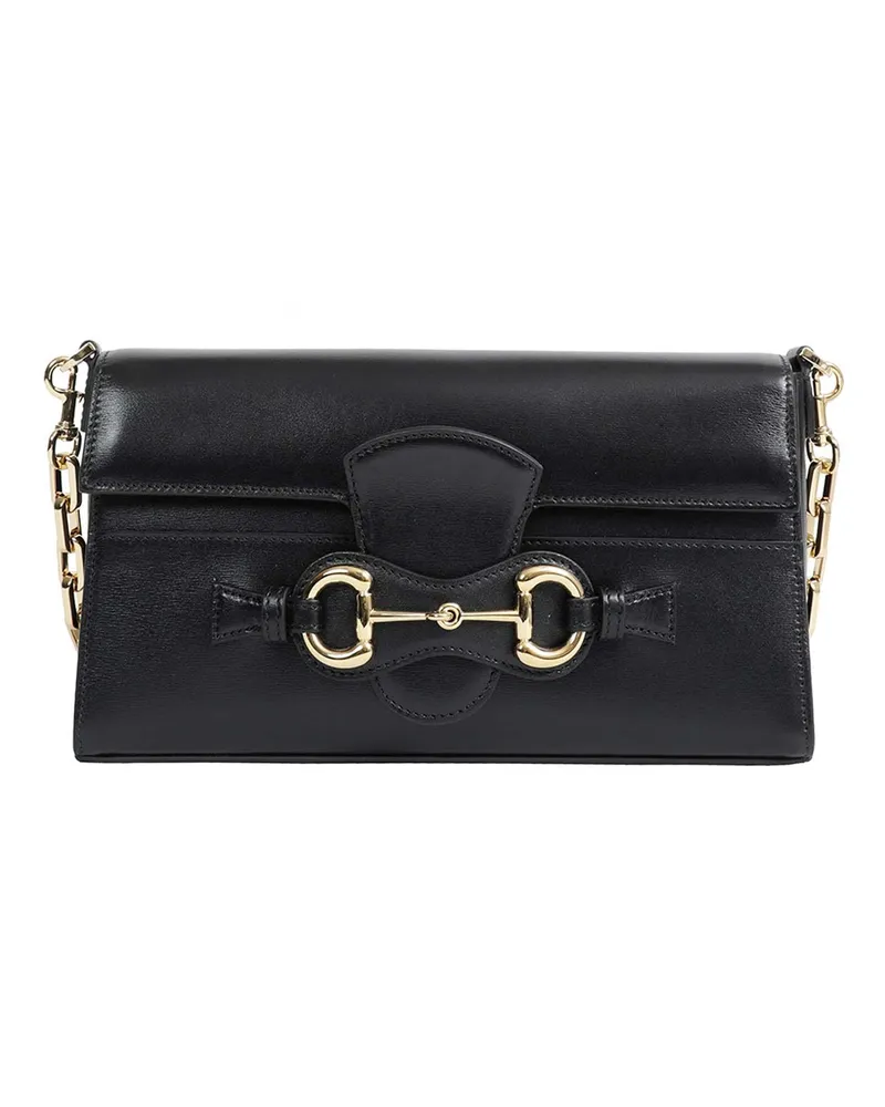 Gucci Horsebit Ristretto Medium Shoulder Bag Black