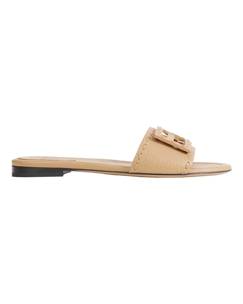 Fendi Leather Slides Brown