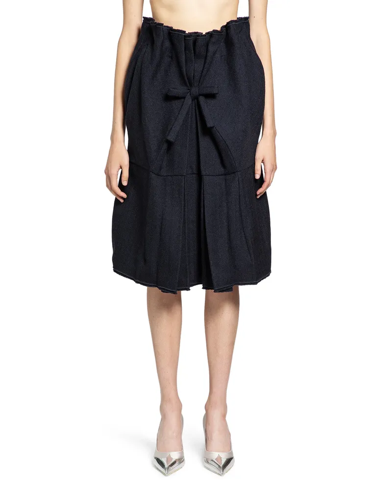 Prada Chevron Virgin Wool Midi Skirt Black