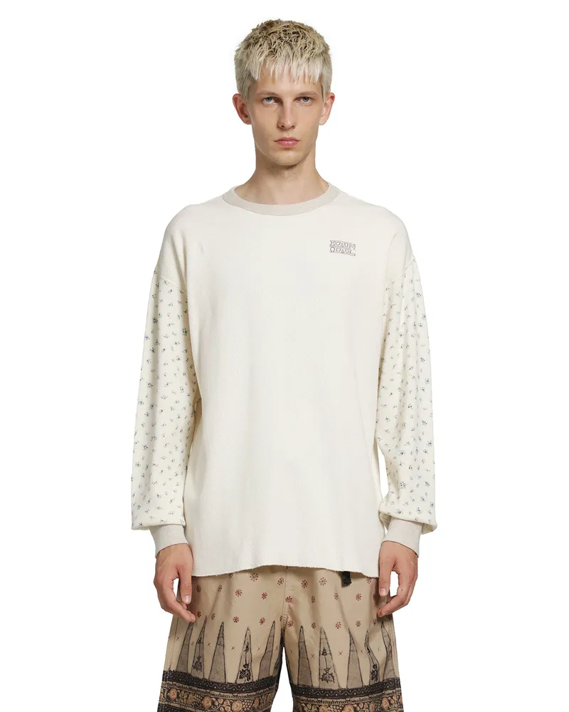 KAPITAL Waffle Jersey Calico Long Sleeve T-Shirt Off-white