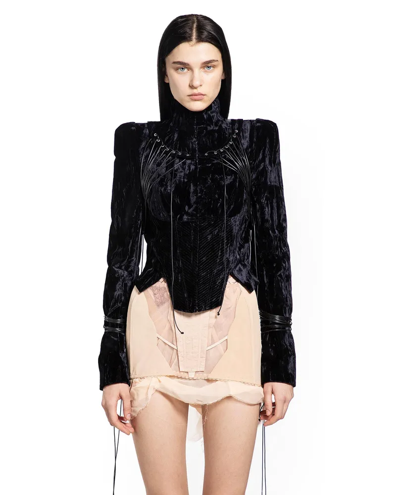 Dilara Findikoglu Old Waves Velvet Jacket Black
