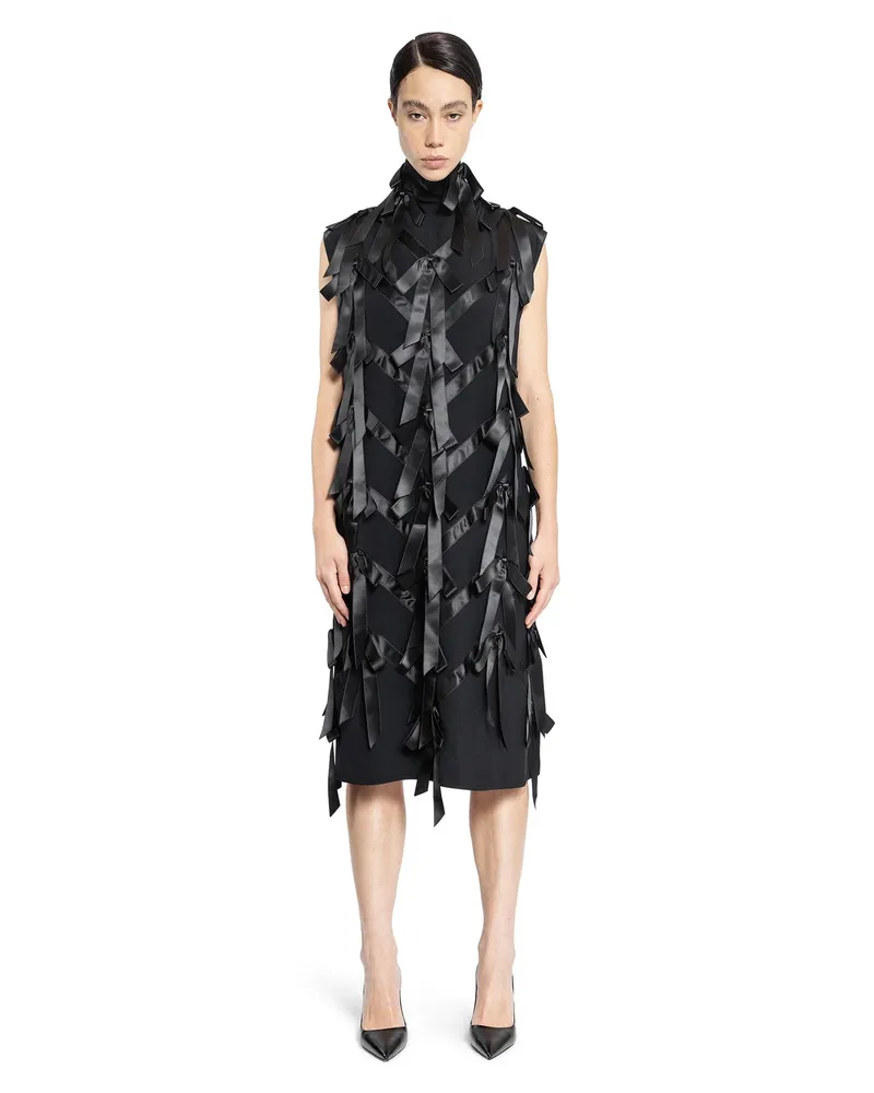 Prada Vestito in sablé con fiocchi Black