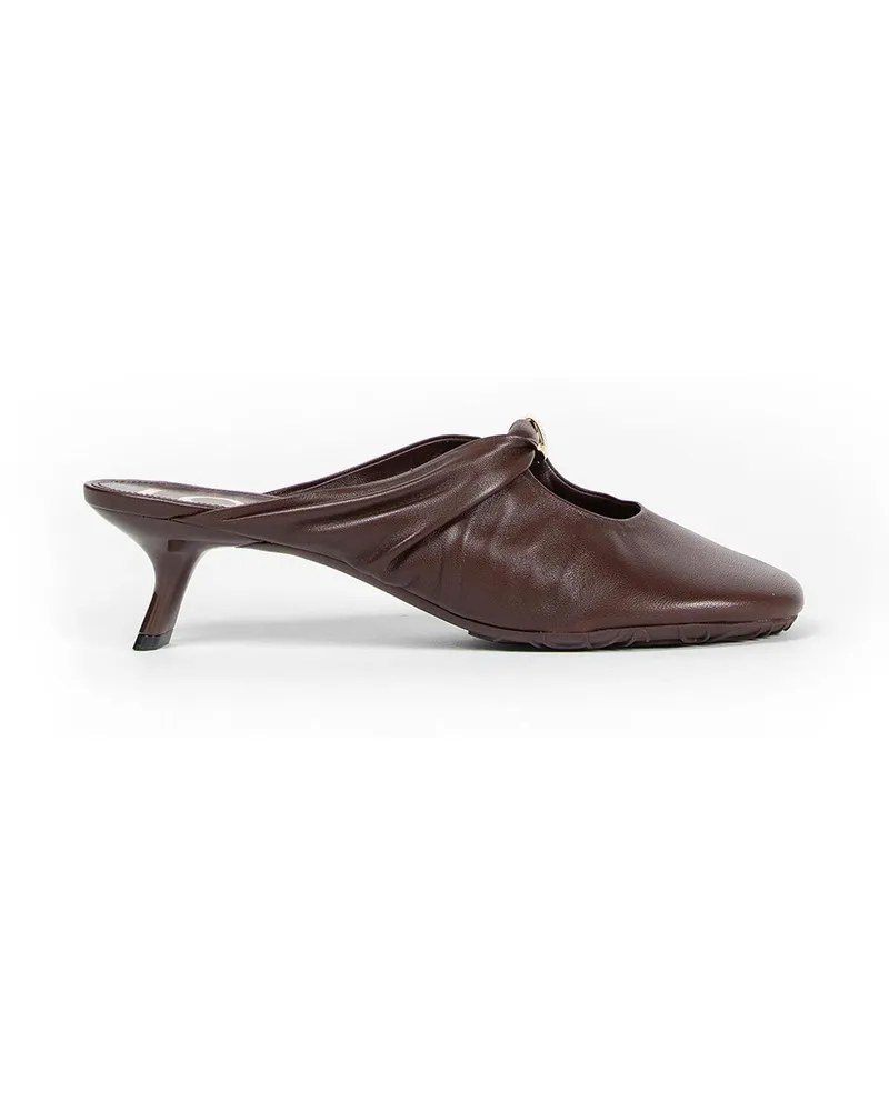 Loewe Pebble Soft Mules in Nappa Lambskin Brown