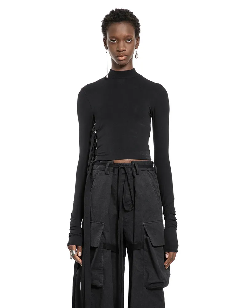Ann Demeulemeester Wivan Long Sleeve Cropped Top Black