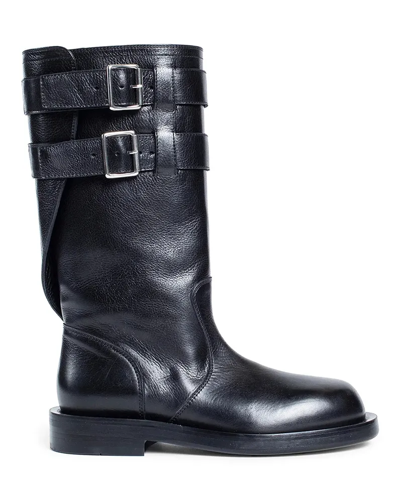 Ann Demeulemeester Milan Soft Biker Boots in Grained Shiny Calfskin Black