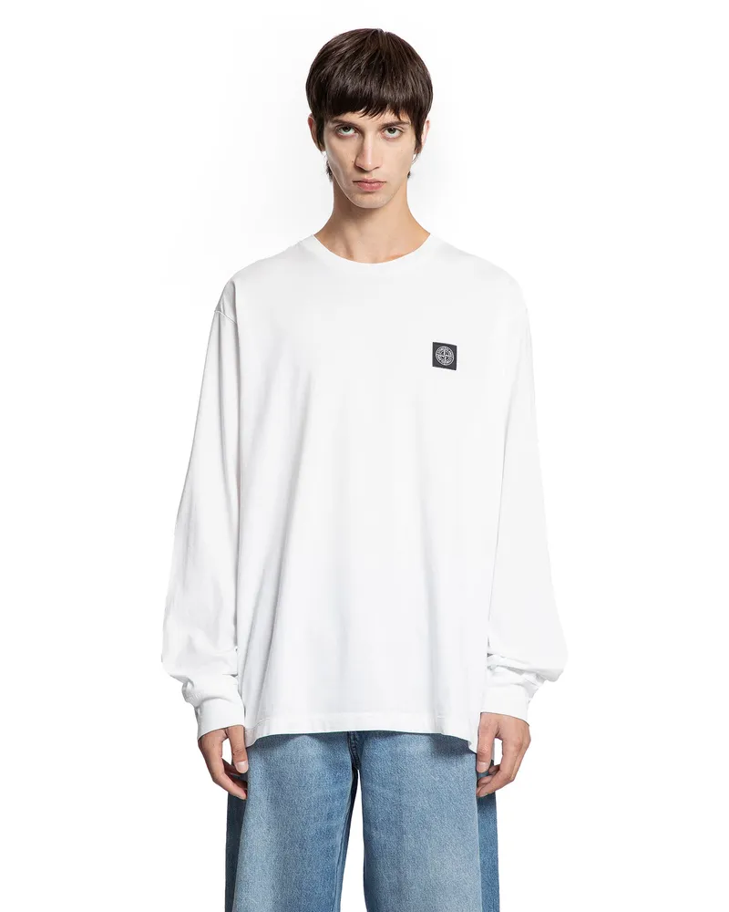 Stone Island 2100028 Cotton Jersey Long Sleeve T-Shirt White