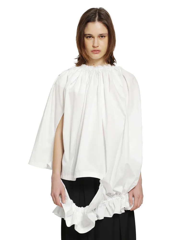 Comme des Garçons Gathered Cotton Poplin Blouse White