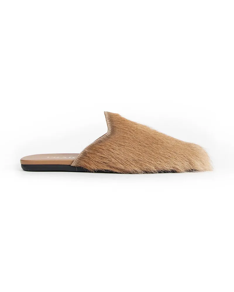Prada Calf Hair Mules Beige