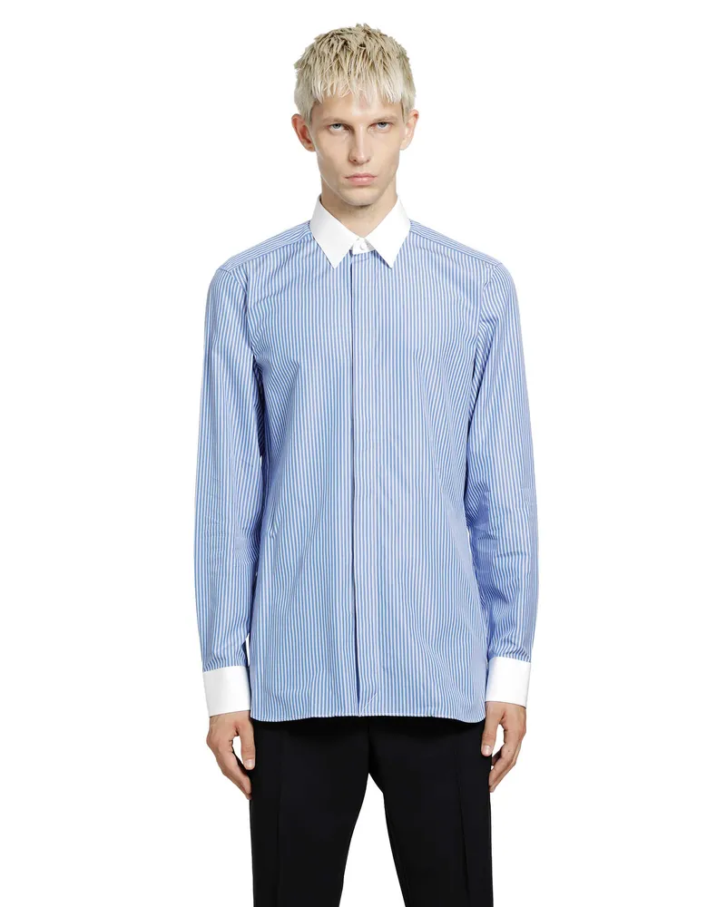 Tom Ford Poplin Stripe Classic Fit Shirt Blue