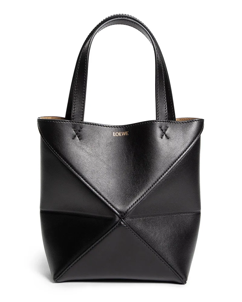 Loewe Puzzle Fold Mini Leather Tote Black