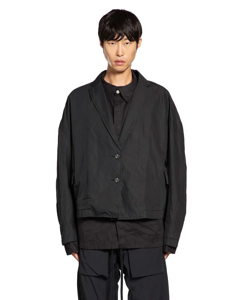 THOM KROM Lurex Canvas Cropped Blazer Black