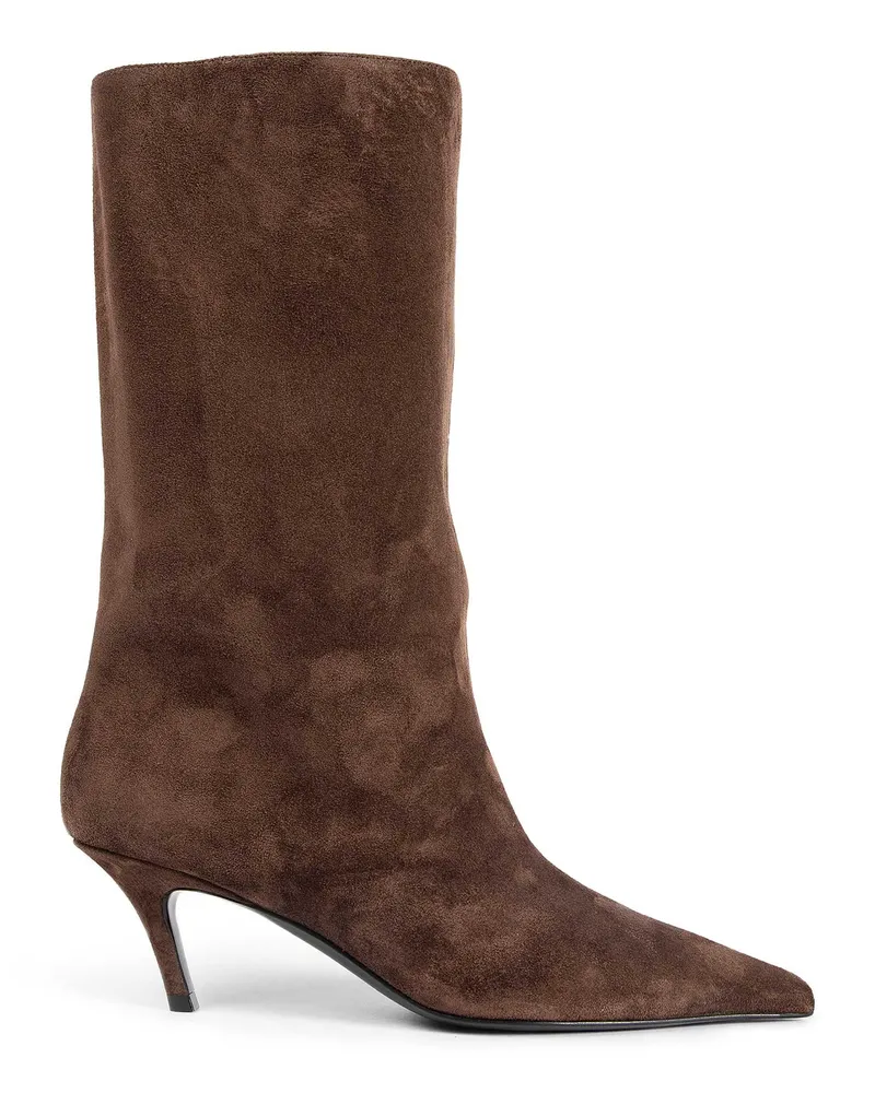 Amina Muaddi Fiona Suede Boots Brown
