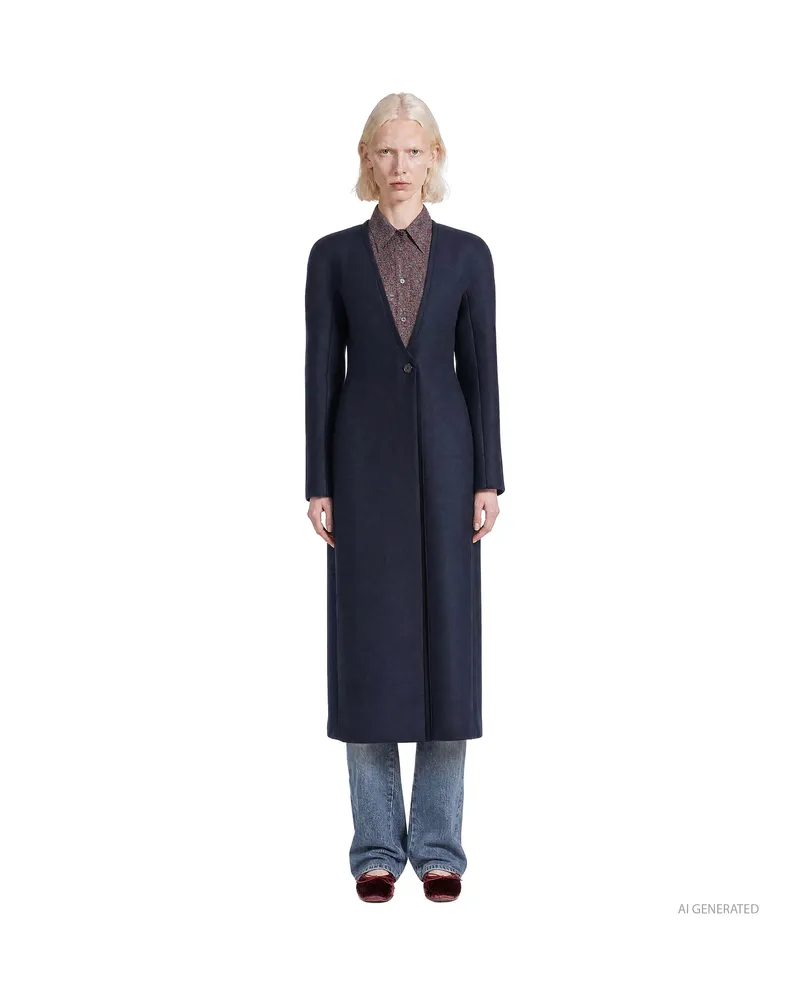 Maison Margiela Fitted Long Coat Blue
