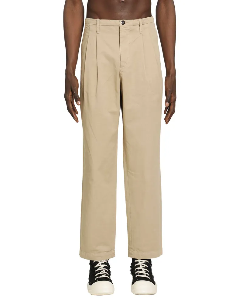 C.P. Company Pleated Cotton Gabardine Trousers Beige