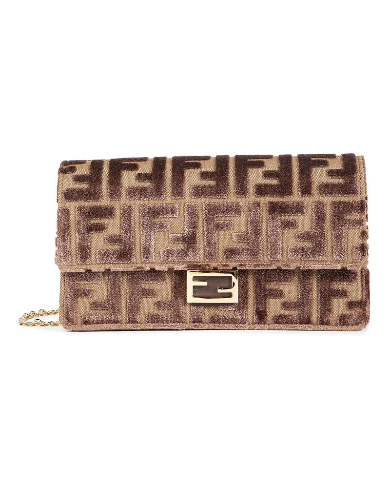 Fendi FF Jacquard Shoulder Bag Brown