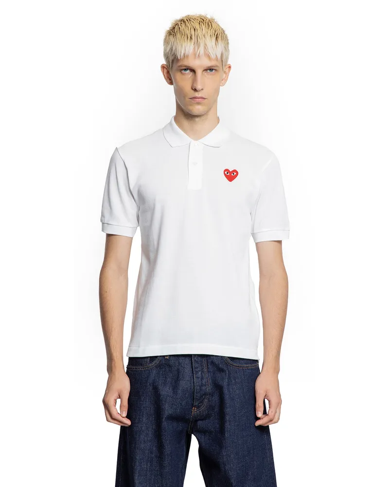 Comme des Garçons Red Heart Cotton Piqué Polo Shirt White