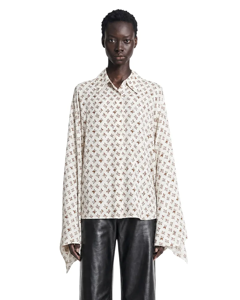 Max Mara Oversized Printed Silk Shirt White