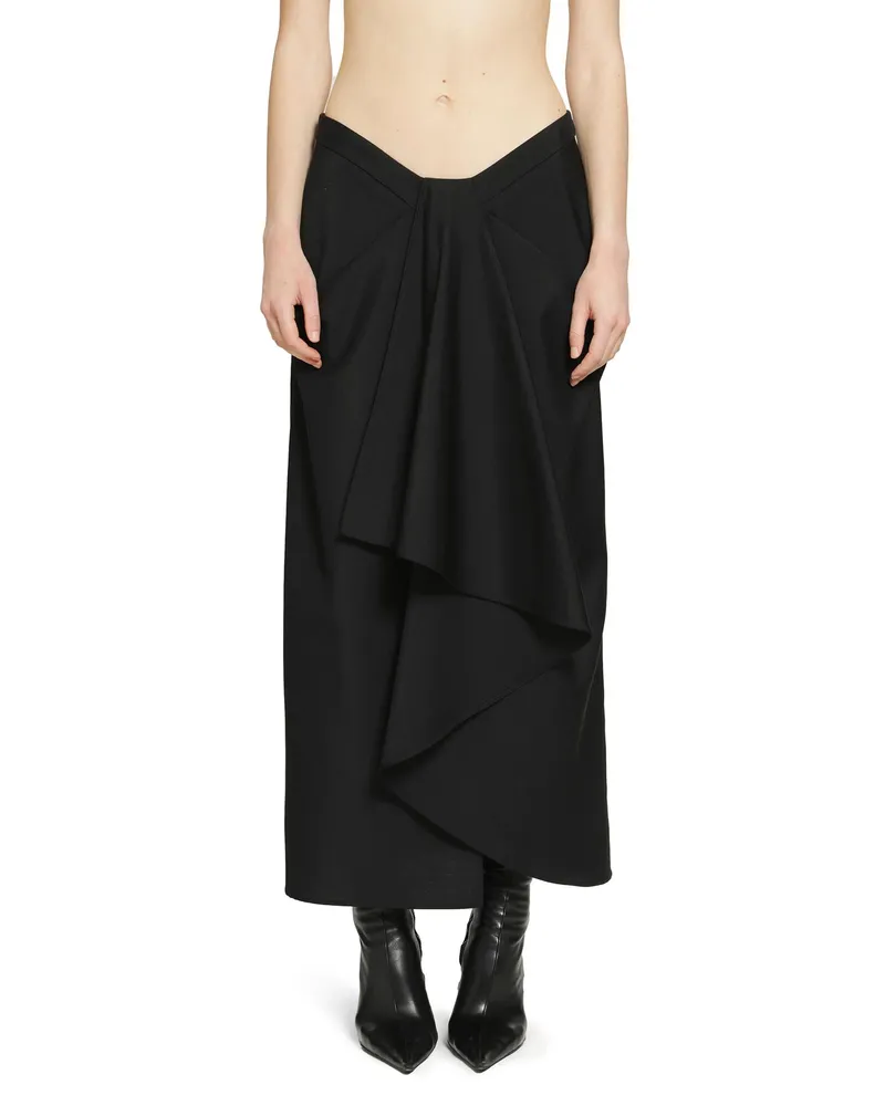 Givenchy Draped Wool Mohair Skirt Black