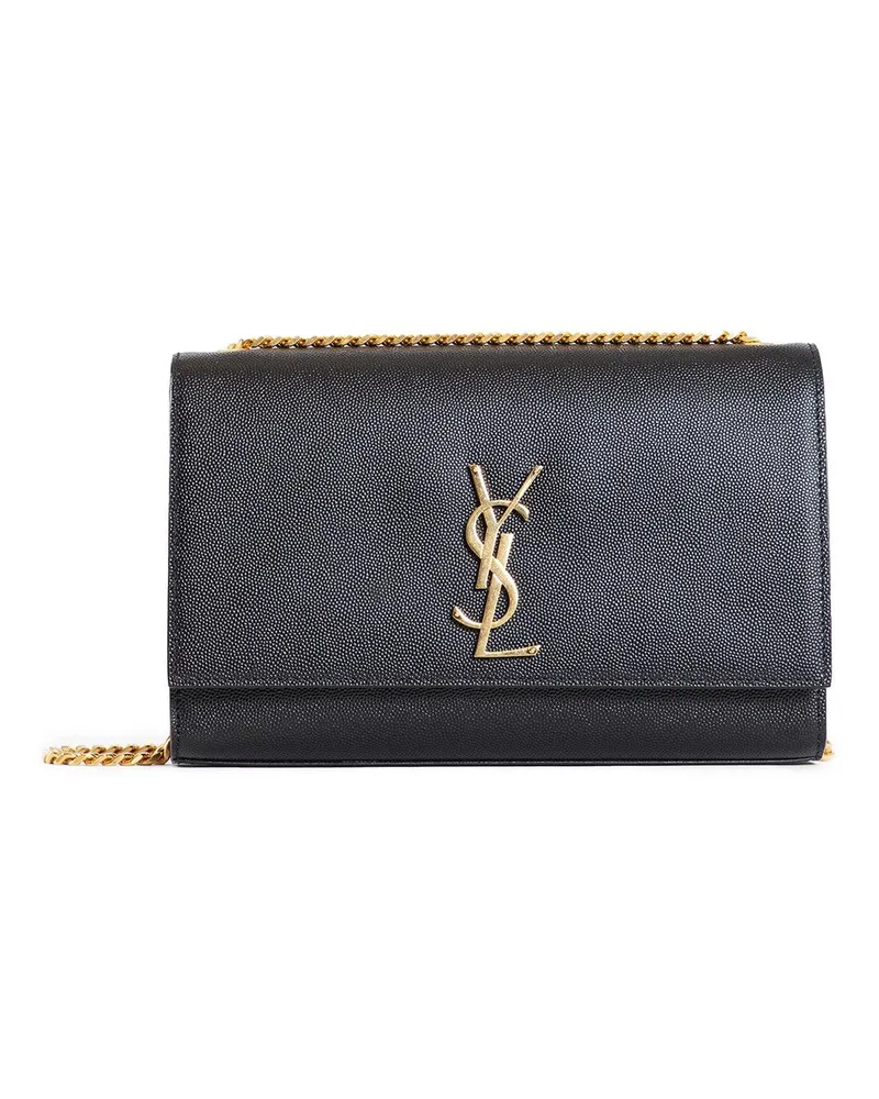 Saint Laurent Kate Medium Chain Bag in Grain De Poudre Embossed Leather Black