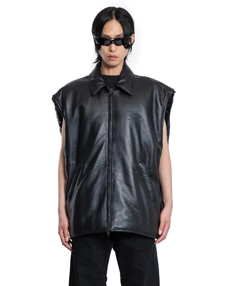 Balenciaga Sleeveless Bomber in supersoft leather Black
