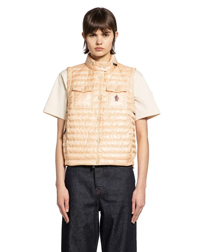 Moncler Gumiane Hooded Down Gilet Pink
