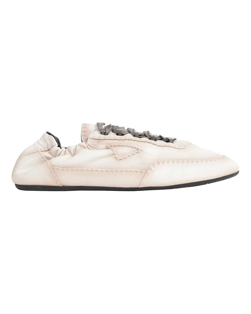 Prada Collapse Antiqued Nappa Leather Sneakers Off-white