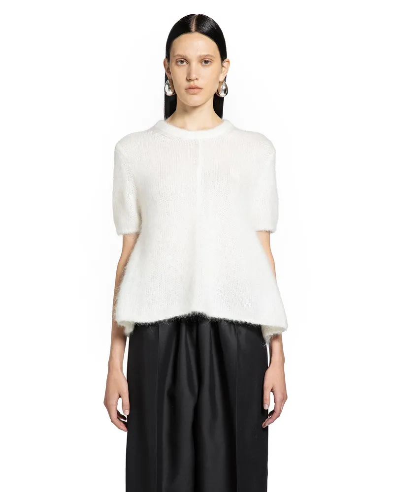 Loewe Short Sleeve Sweater in Mohair Blend White