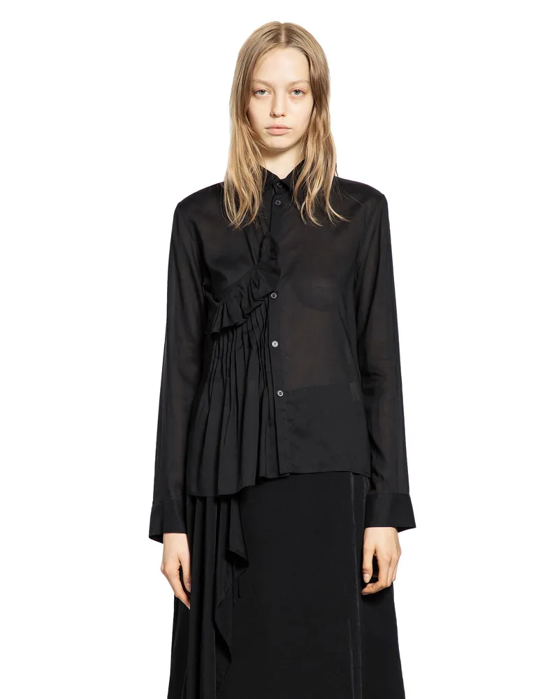 Yohji Yamamoto Front Pintuck Blouse Black